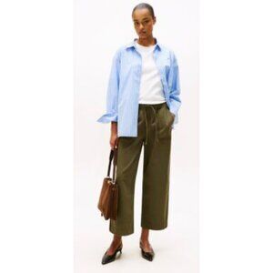 Tommy Hilfiger Pull On Straight Pants XS Green Elastic Waist Woven Style XE06052